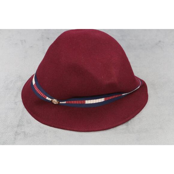 Vince Camuto Women’s Wool Fedora Hat Burgundy Red Ribbon Trim Classic Style - Picture 1 of 8